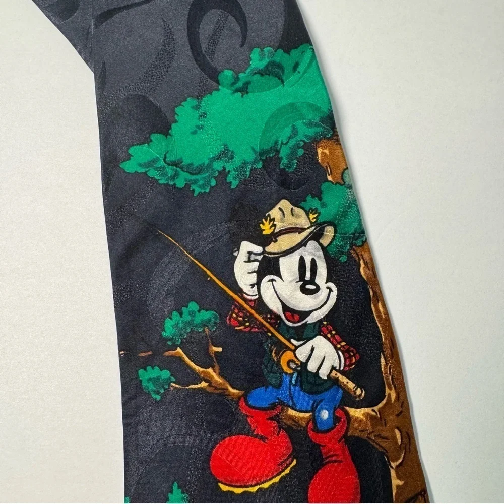 Disney Vintage Neck Tie Featuring Mickey Mouse, Donald Duck, & Goofy Fishing